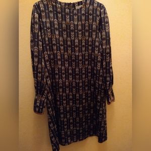 Marella Classy Ladies Long Sleeve Navy & Brown Dress